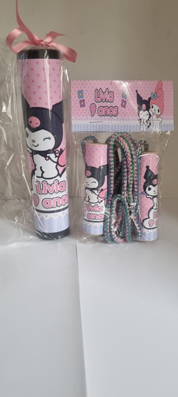 Kit Pega Vareta e Corda Personalizada Kuromi e My Melody