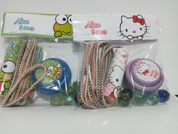 Kit Corda Personalizada Ioio e Bolinha de Gude Hello Kitty