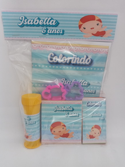 Kit Colorir + Massinha e Bolinha de Sabão Natação