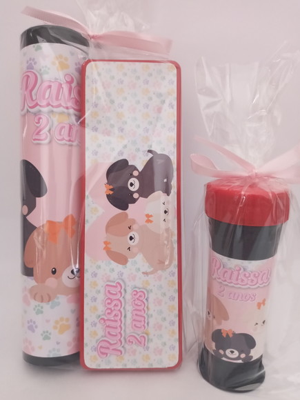 Kit Pega Vareta e Domino e Bolinha de Sabão Cachorrinho