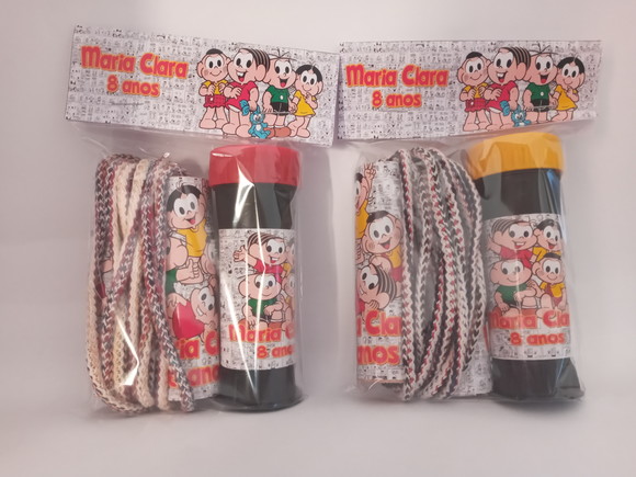 Kit Corda Personalizada e Bolinha de Sabao Turma da Monica