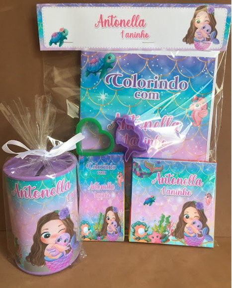 Kit Colorir com Massinha e Cofrinho Sereia