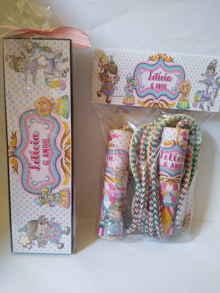 Kit Domino e Corda Personalizado Circo Rosa
