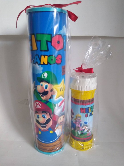 Kit Pega Vareta e Bolinha de Sabão Personalizado Super Mario