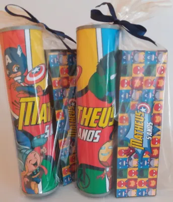 Kit Pega Vareta e Domino Personalizado Super Herois