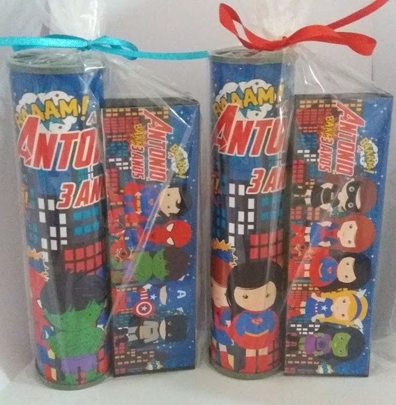 Kit Pega Vareta e Domino Personalizado Super Herois