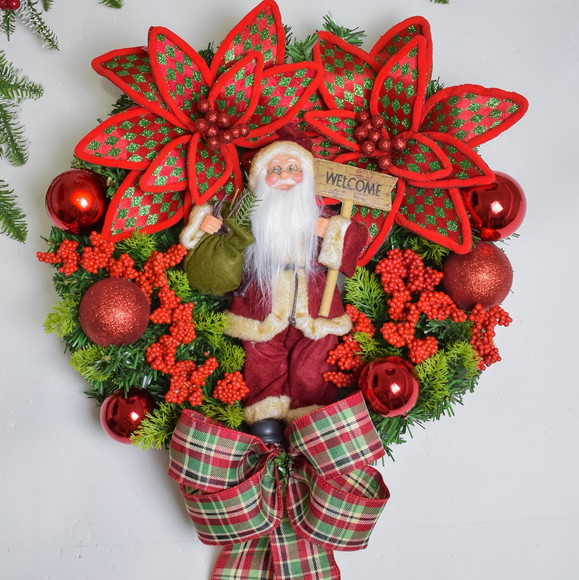 Guirlanda de Natal Papai Noel com Pisca de Led
