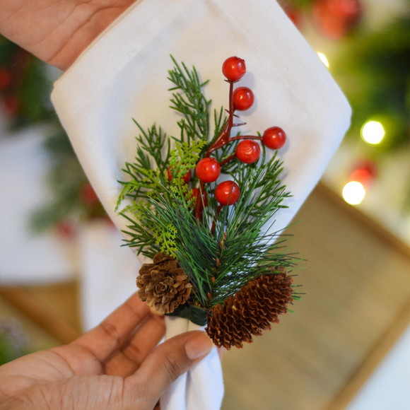 Kit Guardanapo de Natal + Porta Guardanapo 8 Lugares