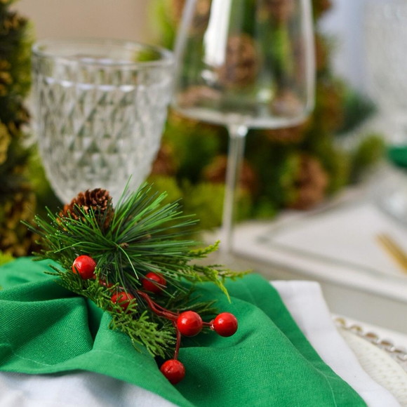 Mesa Posta de Natal Verde e Branco 6 Lugares - Imagem 5