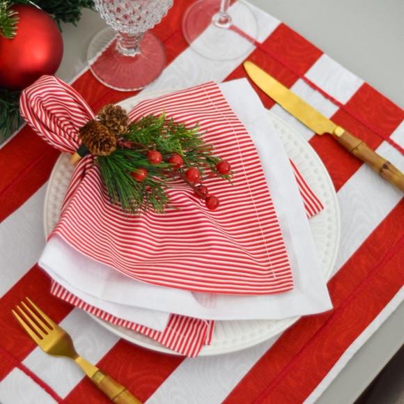 Mesa Posta de Natal Vermelho e Branco 4 Lugares