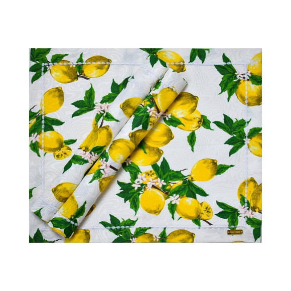 Jogo Americano Limão Siciliano Fundo Branco 6 Lugares
