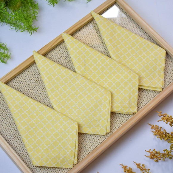 Guardanapo de Algodão Amarelo Estampado 4 Unidades