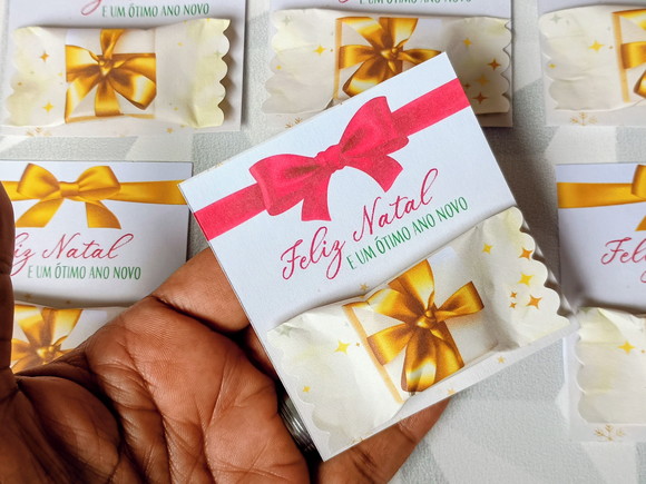 Card com Bala Personalizada - Brinde de Natal e Ano Novo