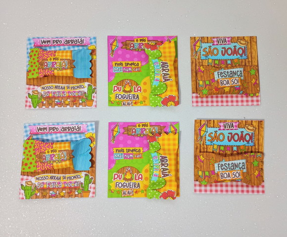 Card com Bala Personalizada Brinde Arraiá e Festa Junina