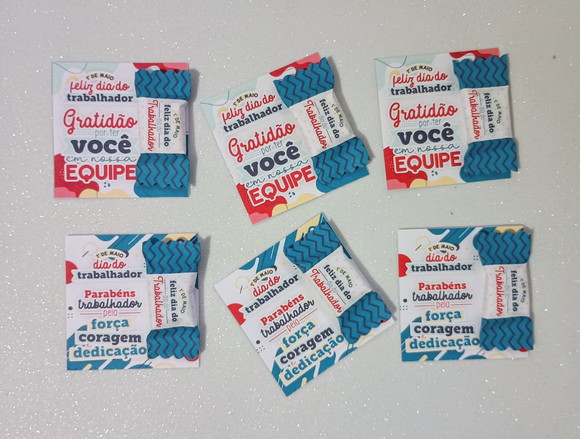 Card com Bala Personalizada Brinde Dia do Trabalhador