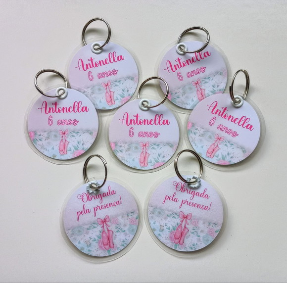 Chaveiro Personalizado Tema Bailarina Brinde Festa Infantil
