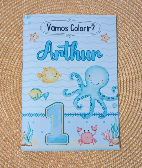 Livrinho de Colorir Fundo do Mar Brinde Personalizado