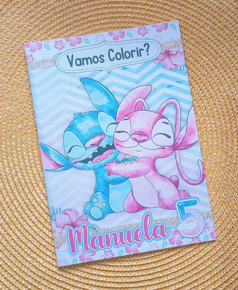 Livrinho de Colorir Tema Stitch e Angel Brinde Personalizado