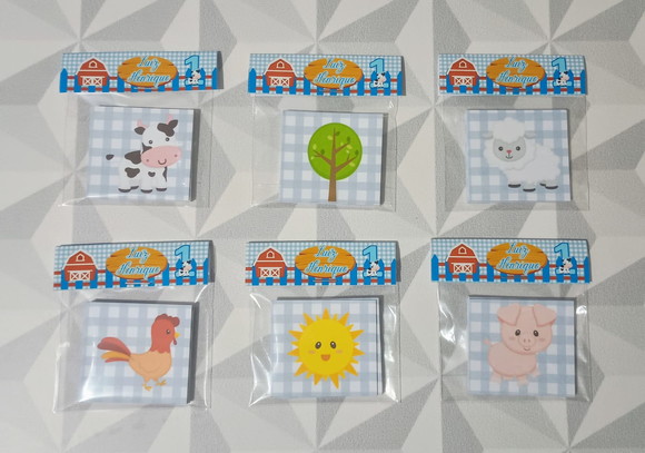 Jogo da Memória Fazendinha Azul Lembrancinha Personalizada