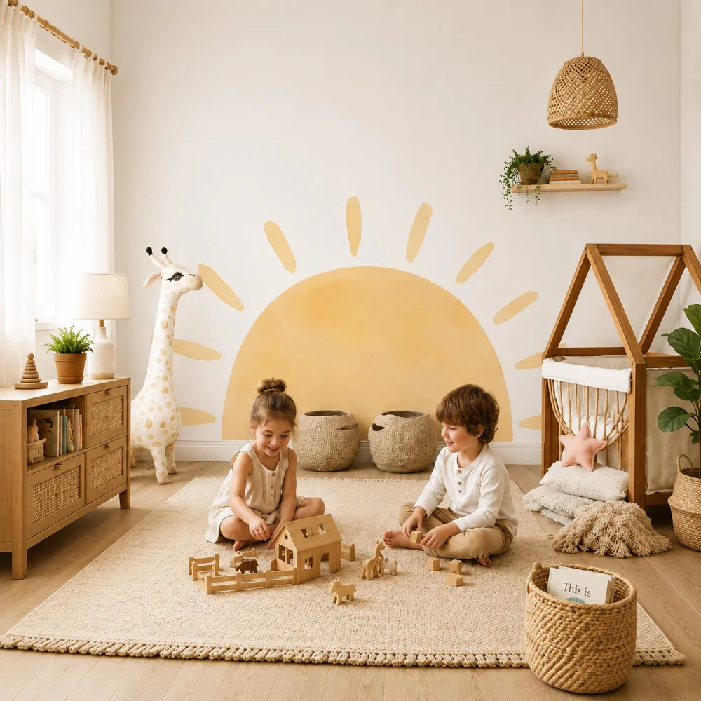 Adesivo de parede Sol aquarela - adesivo sol boho - quarto infantil