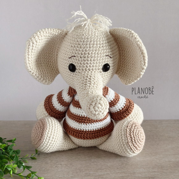 Elefante de crochê Nuno [natural] Amigurumi
