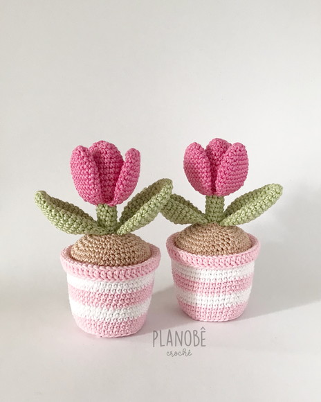 2 Vasinhos de Tulipas - Amigurumi