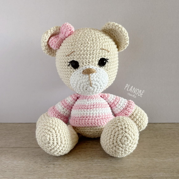Ursinha Lilly Baby com Camiseta Listrada - Amigurumi