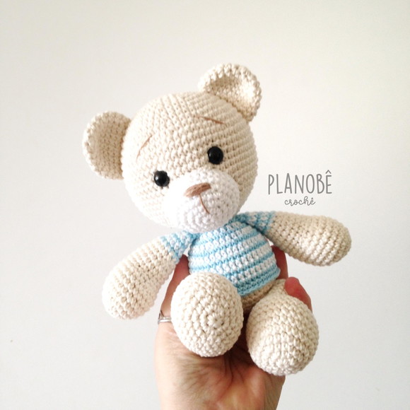 Ursinho Teddy Baby com Camiseta Listrada - Amigurumi - Imagem 4