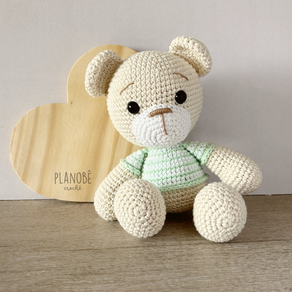 Ursinho Teddy Baby com Camiseta Listrada - Amigurumi