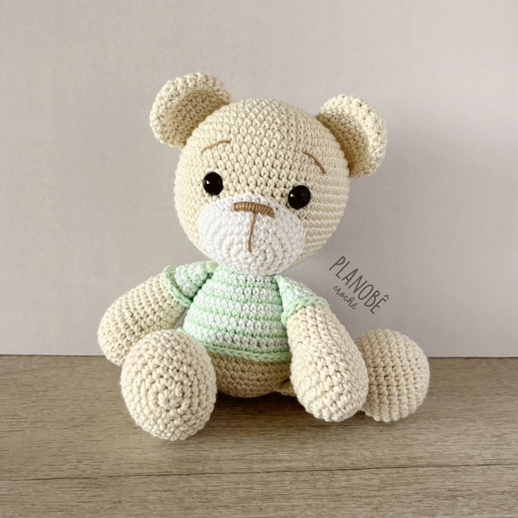 Ursinho Teddy Baby com Camiseta Listrada - Amigurumi - Imagem 3