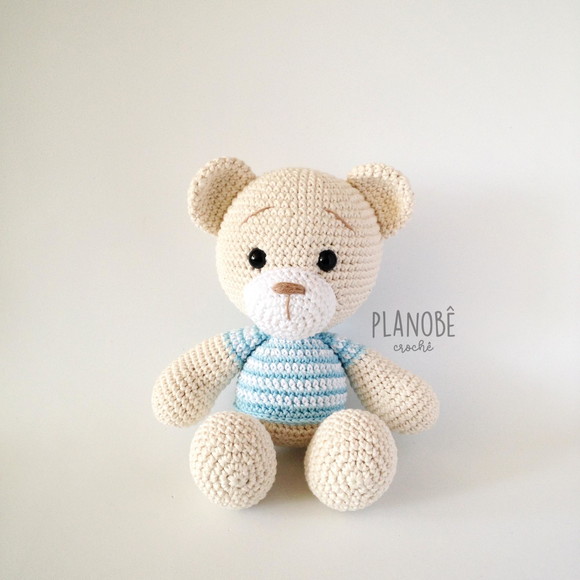 Ursinho Teddy Baby com Camiseta Listrada - Amigurumi - Imagem 2