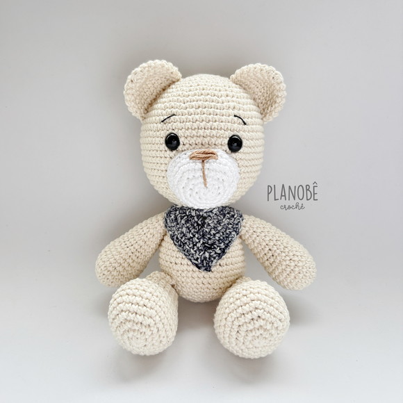 Ursinho Teddy Baby Natural com Bandana - Amigurumi - Imagem 2