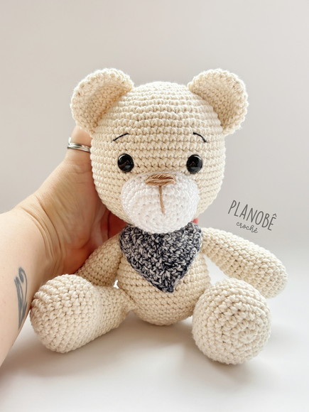 Ursinho Teddy Baby Natural com Bandana - Amigurumi - Imagem 4