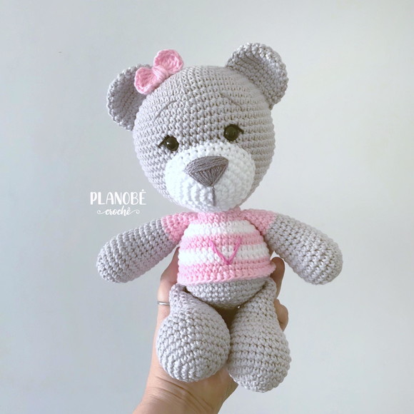 Ursinha Lilly Baby Cinza com Camiseta - Amigurumi - Imagem 2