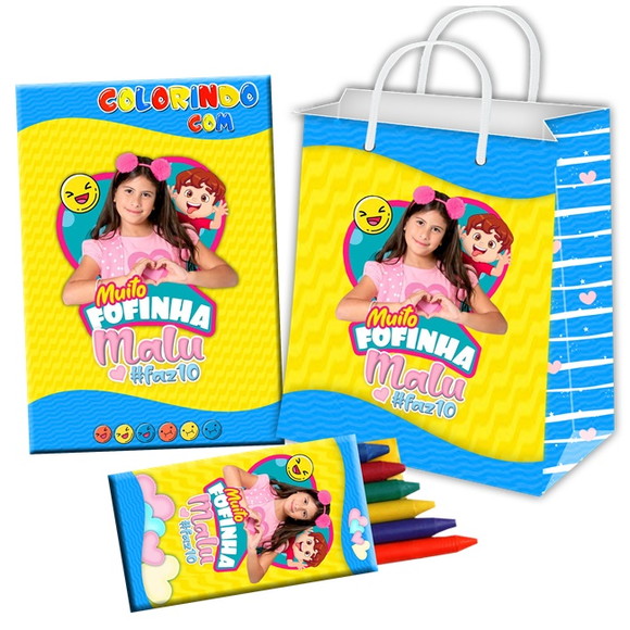 20 Kit Revista Colorir e Sacolinha "maria Clara e Jp"
