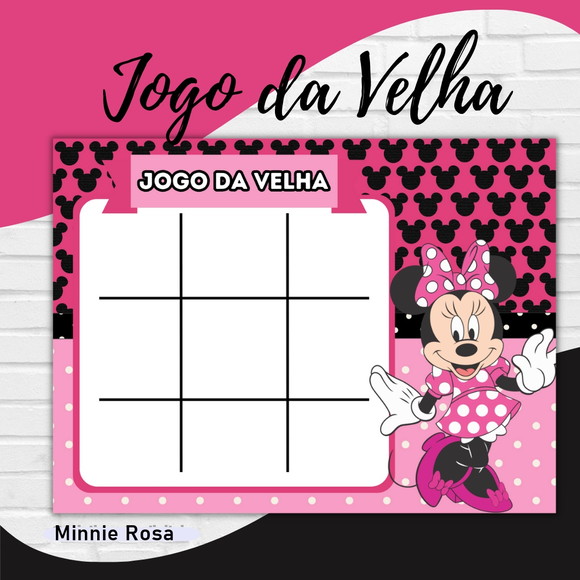 Kit 20 Jogo da Velha Personalizado - Minnie Rosa