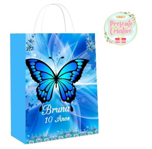 Kit 40 Sacolinha Borboleta Azul