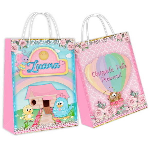 Kit 30 Sacolinha Surpresa - Galinha Pintadinha Rosa