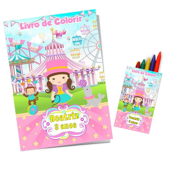Kit 20 Mini Revista de Colorir - Circo Rosa