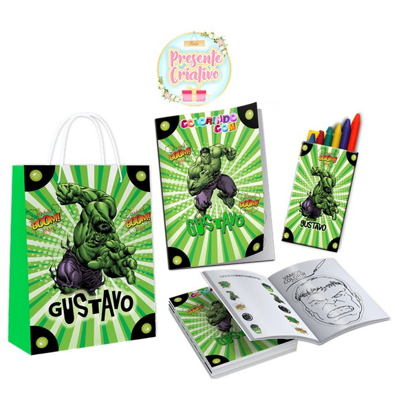 20 Kit Colorir Revistinha + Sacolinha - Hulk