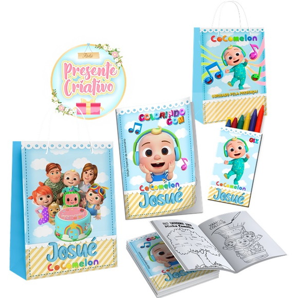 20 Kit Revista Colorir e Sacolinha - Cocomelon