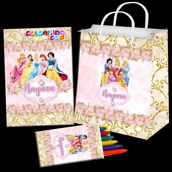 40 Kit - Revista Colorir e Sacolinha "princesas Disney"