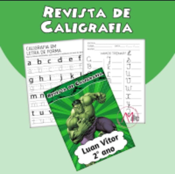 Revistinha de Caligrafia + Lápis - Hulk