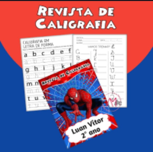 Revistinha de Caligrafia + Lápis - Homem Aranha