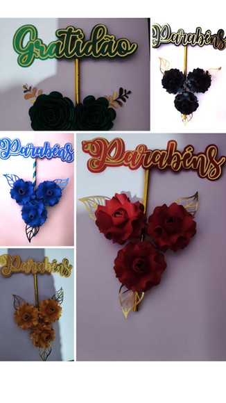 Kit 50 Topo de Bolo "parabéns" em Atacado