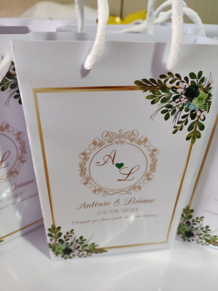Kit 30 Mini Sacolinha - Casamento Verde - Tamanho P