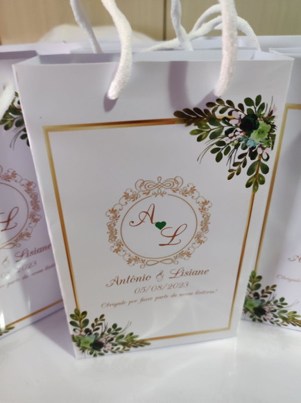 Kit 30 Sacola Casamento Verde - Tamanho P