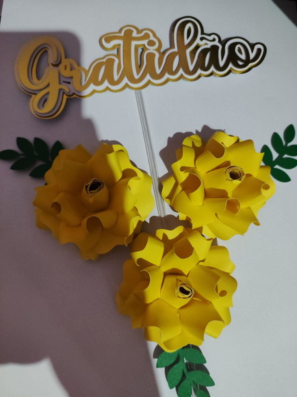 Topo de Bolo Gratidão com Flores
