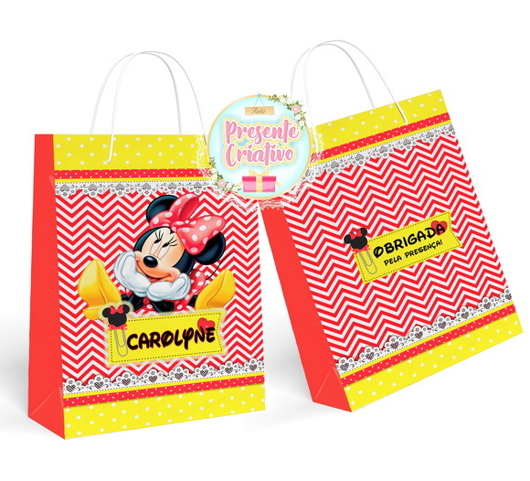 Kit 30 - Sacolinha Surpresa Minnie Vermelha e Amarela
