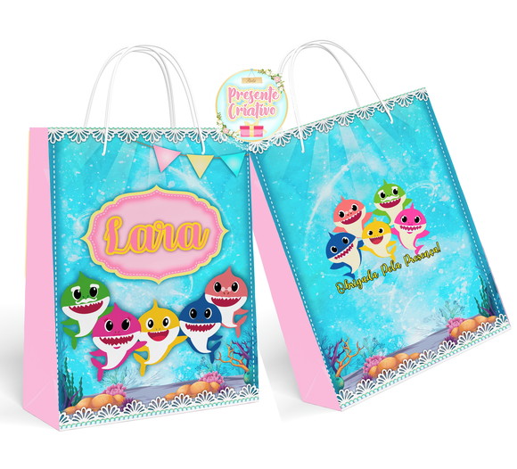 Kit 30 - Sacolinha Surpresa Baby Shark Menina